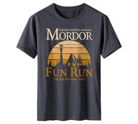 Lontse Middle Earth's Annual Mordor Fun Run one Does not Simply Walk T-Shirt for Men, Grey/K3, XL