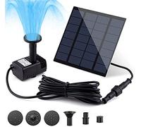 LONUO Solar Fountain Water Sprayers with Solar Powered Panel kit 6 Nozzles Water Feature Pump for Garden, Pool, Bird Bath,Pond, Aquarium, Fountain Supplies, Gray