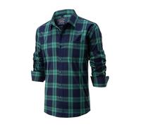 Lonvera1840 Men’s 100% Cotton Plaid Shirt, Long Sleeve Regular Fit with Pocket, Classic Tartan Check, Smart Casual Shirt for Work & Weekend, S-4XL (Green)