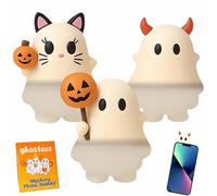 Lonvgrt Ghostees Mystery Phone Buddy, 6pcs Peel-and-Stick Cute Strong Adhesive Cling Decoration, Stick-on Halloween Ghost & Pumpkin Phone Case Topper Figure, Fun Desk Accessory For All Phones