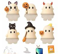 Lonvgrt Ghostees Mystery Phone Buddy, 6pcs Peel-and-Stick Cute Strong Adhesive Cling Decoration, Stick-on Halloween Ghost & Pumpkin Phone Case Topper Figure, Fun Desk Accessory For All Phones