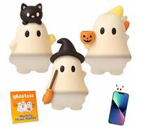 Lonvgrt Ghostees Mystery Phone Buddy, 6pcs Peel-and-Stick Cute Strong Adhesive Cling Decoration, Stick-on Halloween Ghost & Pumpkin Phone Case Topper Figure, Fun Desk Accessory For All Phones