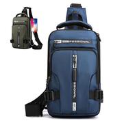 Lonvgrt Multi-Functional Crossbody Bags Men Anti-Theft Sling Shoulder Backpack Resistant Chest with USB Charger Port