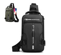 Lonvgrt Multi-Functional Crossbody Bags Men Anti-Theft Sling Shoulder Backpack Resistant Chest with USB Charger Port