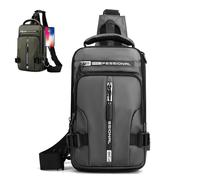 Lonvgrt Multi-Functional Crossbody Bags Men Anti-Theft Sling Shoulder Backpack Resistant Chest with USB Charger Port