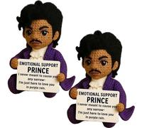 Lonvgrt Prince Crocheted Emotional Support Dolls, Positive Affirmation Emotional Support Prince Doll, Handmade Small Funny Cute for Her Him Men Friends Coworkers Colleges Graduation(Style1*2)