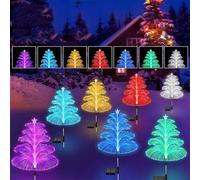 Lonvgrt Seven Colors Gradient Solar Christmas Tree Light, Garden Decor Jellyfish Lights, Waterproof Outdoor Yard Ornaments Color Changing Pathway Lamp for Patio Walkway Decoration(7pcs)