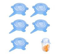Lonwiner Pack of 5 Silicone Lids Stretch Stretchy Silicone Lid Pot Lid for Cans Silicone Lid Universal Stretchy Can Lid Cat Food Sky Blue