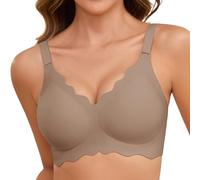 Lonya Bras for Women Push Up Seamless Support Wireless Full Coverage Wave Edge Non Wired Comfort Soft T-Shirt Bra Gray,XL