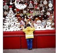 Lonya Christmas Window Stickers, 202 PCS Double Sided Christmas Decorations, PVC Decals Reusable Merry Christmas Snowflakes Santa Claus Tree Christmas Scene Xmas Window Stickers DIY Decorations