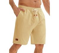 Lonya Men's Shorts Summer Casual Cotton Drawstring Waistband Classic Comfort Beach Shorts with Pockets for Travel, Home, Holiday Khaki,XXL
