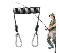 Lonyard Fishing Coiled - Stainless Steel Taper, Portable Outdoor Cord | Long Life Retractable Safety Rope, Durable Hook Loss Prevention Equipment For Fishing
