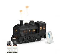Lonyiabbi Train Essential Oil Diffuser 300 ml, Quiet Cool Mist Humidifier with Night Light, Includes 2 Essential Oils, Retro Train Aromatherapy Diffuser for Bedroom and Desk
