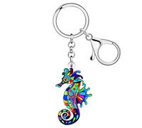 LONYOO Acrylic Anime Seahorse Keychain Summer Sea Horse Gifts for Women Girls Ocean Charms Purse Car Key Chain Rings (Azure Blue)