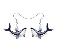 LONYOO Acrylic Anime Shark Earrings Dangle Cute Shark Jewelry for Girls Women Ocean Animals Gifts (Onyx)