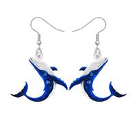 LONYOO Acrylic Blue Whale Earrings Ocean Animal Beach Jewellery Hypoallergenic Earrings Dangling Summer Gifts for Women Mom Under the Sea Party (Navy)