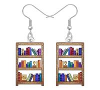 LONYOO Acrylic Bookshelf Earrings Dangle Book Jewellery Teacher Appreciation Gifts for Book Lovers Women Readers Bookish Back to School Stuff