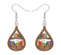 LONYOO Acrylic Bookshelf Earrings Dangle Book Jewellery Teacher Appreciation Gifts for Book Lovers Women Readers Bookish Back to School Stuff (Colourful)