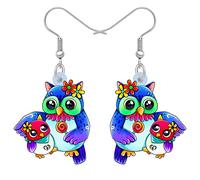 LONYOO Acrylic Cartoon Owl Earrings Dangle Cute Bird Jewelry Novelty Mother's Day Gifts for Mom Women, M, Acrylic, No Gemstone