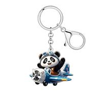 LONYOO Acrylic Cute Pilot Panda Keychain Accessories,Airplane Keychain Aviation Gifts for Pilots Men Women Flight Attendants (Colorful)