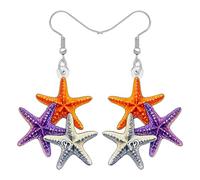 LONYOO Acrylic Cute Starfish Earrings Dangling Ocean Beach Summer Jewellery Sea Star Starfish Gifts for Women Mom Animals Lovers (Multicolor)