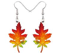LONYOO Acrylic Fall Leaf Earrings Dangle Autumn Maple Leaf Jewellery for Women Girls Anime Gifts (Orange)