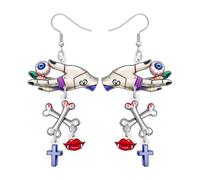 LONYOO Acrylic Halloween Earrings for Women Pumpkin Witch Hat Tombstone Cross Dangling Earrings Spooky Gothic Jewellery Halloween Costumes Party Accessories Ghost Gifts (Skeleton Hand)