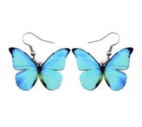 LONYOO Acrylic Insect Butterfly Earrings Dangle Drop Butterfly Jewellery for Women Girls Charms Spring Summer Gifts (Blue)