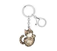 LONYOO Acrylic Tabby Cat Keychain Accessories Kitten Key Chain Cat Lover Gifts for Women,Cute Valentines Day Gifts for Her (Brown)