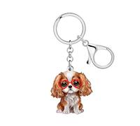 LONYOO Cavalier King Charles Spaniel Gifts Acrylic Dog Keychain Dog Lover Gifts for Women Girl Purse Bag Kids Backpack Charms (Coffee)