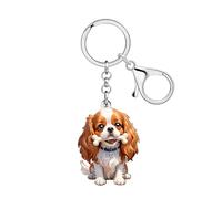 LONYOO Cavalier King Charles Spaniel Gifts Acrylic Dog Keychain Dog Lover Gifts for Women Girl Purse Bag Kids Backpack Charms (Beige)