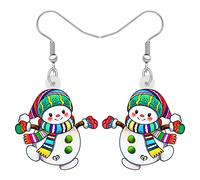 LONYOO Cute Christmas Snowman Earrings Dangle Charms Christmas Jewelry for Women Girls Festival Gifts (Green)