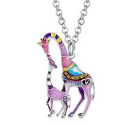 LONYOO Cute Giraffe Necklace Pendant Gifts for Animal Lovers, M, Enamel Metal, No Gemstone