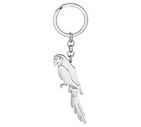 LONYOO Cute Stainless Steel Parrot Keychain Gifts for Women Girls Macaw Cockatiel Keyrings Purse Car Keys Charms (Silver Plated Macaw Parrot #2)