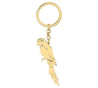 LONYOO Cute Stainless Steel Parrot Keychain Gifts for Women Girls Macaw Cockatiel Keyrings Purse Car Keys Charms (Gold Plated Macaw Parrot #2)