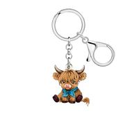 LONYOO Highland Cow Gifts Acrylic Highlander Cow Keychain Accessories Hyland Cows Gifts for Women Cowgirl Cowboy Bag Charms (Coffee)