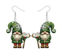 LONYOO Holiday Gnome Dangle Earrings for Women Trendy Gnomes Gifts,Acrylic Xmas Earrings Winter Christmas Jewellery for Womens Christmas Costume Accessories (Green)