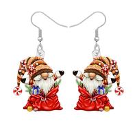 LONYOO Holiday Gnome Dangle Earrings for Women Trendy Gnomes Gifts,Acrylic Xmas Earrings Winter Christmas Jewellery for Womens Christmas Costume Accessories (Cheery)