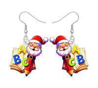 LONYOO Novelty Initial Earrings Holiday Initial Gifts for Women,Acrylic Christmas Snowman Santa Cat Alphabet Letter Earrings Xmas Jewellery Teacher Appreciation Birthday Gifts (ABC)