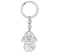 LONYOO Stainless Steel Cute Poodle Dog Keychain Accessories Goldendoodle Gifts for Dog Lovers Women Girls Keys Purse Charms (Silver)