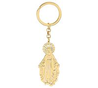 LONYOO Stainless Steel Jesus Cross Keychain Madonna Keyring Easter Gifts for Women Girls Purse Virgin Mary Charms (Gold Plated Mary)