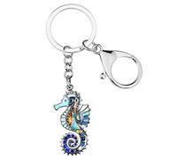 LONYOO Zinc Alloy Enamel Seahorse Keychain Car Key Handbag Keyring Ocean Seahorse Gifts for Women Girls Trendy Jewellery (Blue)