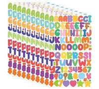 LONZIKP 1000 Pieces, 10 Sheets Self-Adhesive Vinyl Letters Numbers Kit, Colourful Adhesive Letter Stickers, for Postbox, Signs, Address Numbers, DIY Scrapbooking, Decoration Art (Colourful)
