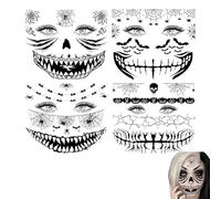 LONZIKP 4 Temporary Tattoos for Face Halloween Costume Masks Spider Web Scars Wounds Party Accessories (Horror Makeup) (for Women and Men, Adult)