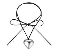 LONZIKP Costume Jewellery Women's Oktoberfest Dirndl Jewellery Heart Necklace Silver Black Choker Costume Chain for Women Costume Accessories