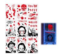 LONZIKP Interior Door Sticker, 9 Reusable Sheets, Creates Horror Atmosphere and Ghost Scenes, Window Decorations, Scary Handprints and Walls, Perfect for Bloody Halloween