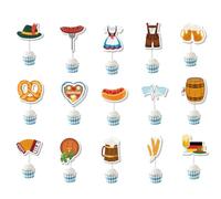 LONZIKP Pack of 15 Oktoberfest Cupcake Toppers, Beer Festival Party Picks, German Beer Festival Cake Decoration, Bavarian Party Dessert Decorations for Oktoberfest Cake Decoration and Decoration