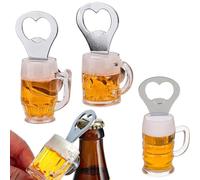 LONZIKP Pack of 3 Funny Magnetic Bottle Opener Beer Glass with Fridge Magnet