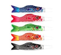 LONZIKP Pack of 5 Koinobori Windsock 40 cm, Weatherproof Japanese Carp Flags, Traditional Spring Decoration for Garden, Vivid Wind Echo for Outdoor & Family Atmosphere