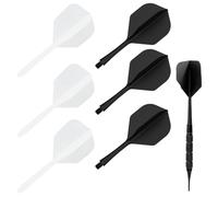 LONZIKP Pack of 6 Fusion Flights Stable Darts Accessories Dart Flyer with Integrated Dart Shafts and Fixed Flights Plastic Shaft Flight System (Black + White)